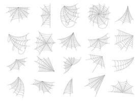mano disegnato ragno ragnatela icona impostato isolato su bianca. nero Halloween ragnatela vettore illustrazione
