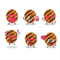 Halloween strisce caramella cartone animato personaggio con amore carino emoticon vettore