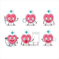 medico professione emoticon con amore pozione cartone animato personaggio vettore