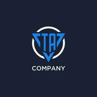 ta monogramma logo con triangolo forma e cerchio design elementi vettore