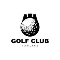 golf palla logo, vettore bastone golf. all'aperto gli sport gioco, disciplina disegno, icona modello