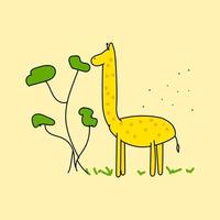 carino giraffa mangiare le foglie vettore design per sfondo, sfondo, tessuto e tessile
