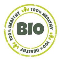 grunge strutturato il giro logo per bio organico, eco amichevole prodotti. vettore illustrazione di salutare cibo, naturale prodotti etichetta, etichetta, distintivo