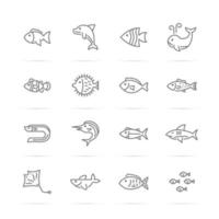 icone di linea di vettore di pesce