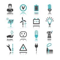 icone di elettricità con la riflessione vettore