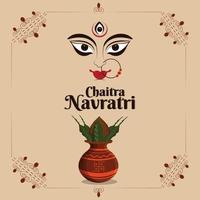 shubh navratri celebrazione biglietto di auguri con kalash creativo vettore