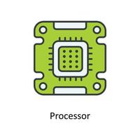 processore vettore riempire schema icone. semplice azione illustrazione azione