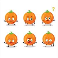 cartone animato personaggio di Halloween arancia caramella con che cosa espressione vettore