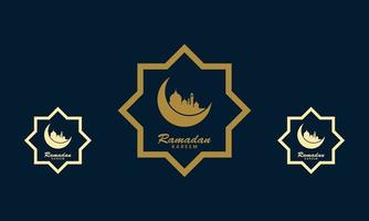 logo Ramadan islamico saluto Luna e stella vettore