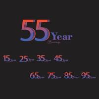 imposta l & # 39; illustrazione di progettazione del modello di vettore di colore dell & # 39; arcobaleno della celebrazione dell anniversario dell anno