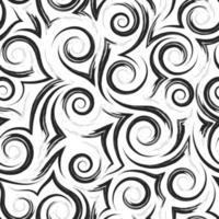 motivo geometrico senza soluzione di continuità di onde nere lisce di spirali e riccioli su uno sfondo bianco. vettore