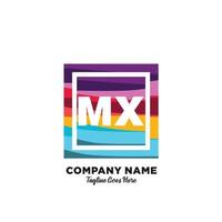 mx iniziale logo con colorato modello vettore