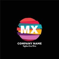mx iniziale logo con colorato modello vettore