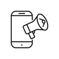 modificabile icona di megafono annuncio smartphone, vettore illustrazione isolato su bianca sfondo. utilizzando per presentazione, sito web o mobile App