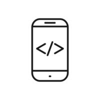 modificabile icona di sviluppo codice smartphone, vettore illustrazione isolato su bianca sfondo. utilizzando per presentazione, sito web o mobile App