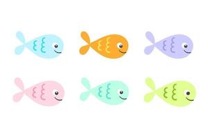 vettore impostato di mare pesce cartone animato illustrazione su bianca sfondo. colorato piatto semplice acquario pesce icona