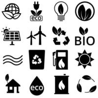 ecologia icona vettore impostare. verde energia illustrazione simbolo collezione. eco cartello. bio logo.