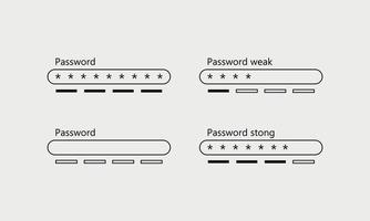 parola d'ordine debolee forte interfaccia. sicurezza sbarra. sicurezza Requisiti. modulo modello per sito web. vettore illustrazione