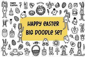 set di scarabocchi di Pasqua. illustrazione vettoriale disegnato a mano in stile doodle