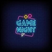 gioco notte insegne al neon stile testo vettoriale