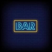 bar insegne al neon stile testo vettoriale