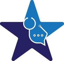 Salute consultare logo design modello. stetoscopio isolato su bolla Chiacchierare simbolo vettore