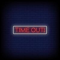 time out insegne al neon stile testo vettoriale