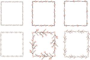 Cornice quadrata fatta di ramoscelli di salice. ghirlanda di Pasqua fatta di steli di salice. illustrazione piatta vettoriale isolato su uno sfondo bianco. design per inviti, cartoline, stampa.