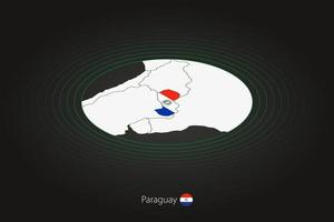 paraguay carta geografica nel buio colore, ovale carta geografica con vicino Paesi. vettore