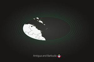 antigua e barbuda carta geografica nel buio colore, ovale carta geografica con vicino Paesi. vettore