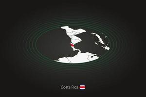 costa rica carta geografica nel buio colore, ovale carta geografica con vicino Paesi. vettore