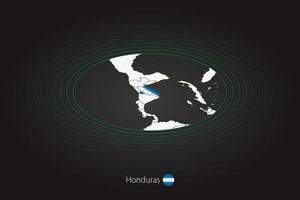Honduras carta geografica nel buio colore, ovale carta geografica con vicino Paesi. vettore