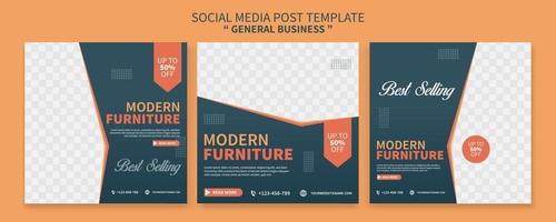 set di raccolta di modelli di post sui social media promozionali per la vendita di mobili premium creativi. meglio per la promozione in linea aziendale. pubblicità sul social web vettore