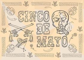 illustrazione di contorno poster design adesivo con motivo a tema messicano cornice per la decorazione di eventi e sfondi vettore