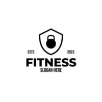vettore scudo fitness manubrio per fitness Palestra logo design concetto illustrazione idea