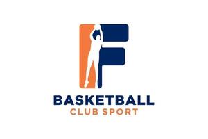 iniziale lettera f pallacanestro logo icona. cestino palla logotipo simbolo. vettore