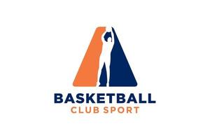 iniziale lettera un' pallacanestro logo icona. cestino palla logotipo simbolo. vettore