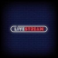 vettore di testo in stile insegne al neon in streaming live