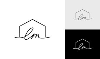 scrittura a mano lettera lm con Casa logo design vettore