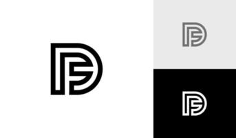 monoline lettera df o fd monogramma logo design vettore