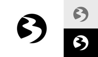 fiume con lettera 3 logo design vettore