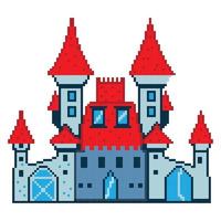 pixel edificio portico gioco mondo e pixel scena, arte illustrazione vettore