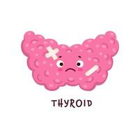tiroide, malato corpo organo personaggio o malsano vettore
