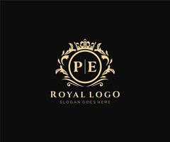 iniziale pe lettera lussuoso marca logo modello, per ristorante, regalità, boutique, bar, Hotel, araldico, gioielleria, moda e altro vettore illustrazione.