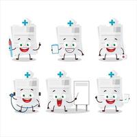 medico professione emoticon con saggio carta cartone animato personaggio vettore