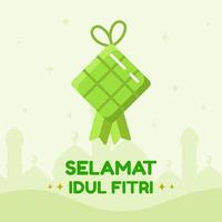 Ramadan ied digiuno moschea islamico Ketupat Islam mubarak idul Fitri celebrazione vettore