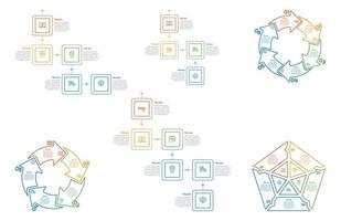 Infografica fascio impostato con 4, 5, 6 passi, opzioni o processi per flusso di lavoro disposizione, diagramma, annuale rapporto, presentazione e ragnatela design. vettore