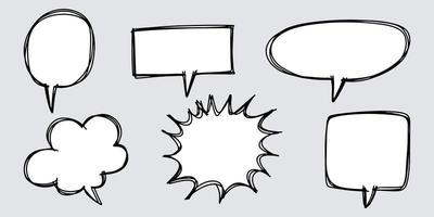 scarabocchio schizzo stile di discorso bolle mano disegnato illustrazione. per concetto design. vettore