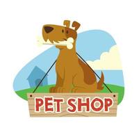 cane cartello per negozio di animali portafortuna vettore