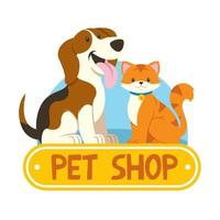 negozio di animali design con gatto e cane vettore